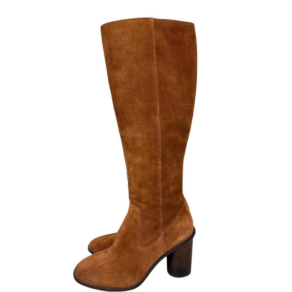 Coach Womens 8.5 Chestnut Brown Ombre Suede Heeled Knee High Designer Boots